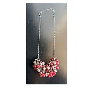 Elegant Red and Silver Statement Necklace
